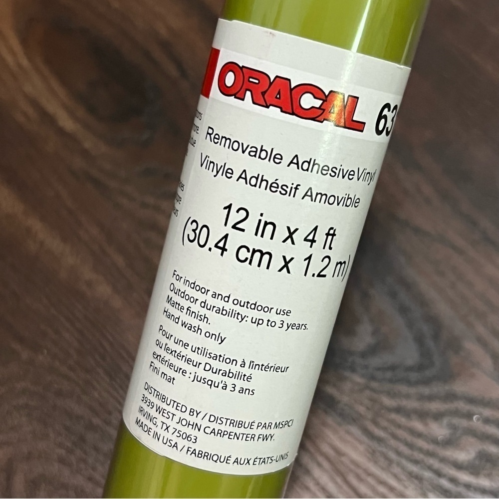 12" X 4ft - Oracal 631 Removable Adhesive Vinyl Roll Olive 631-493